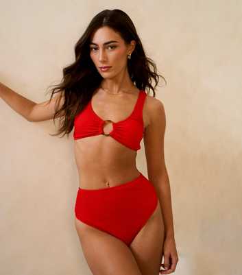 Gini London Red High Waist Bikini Bottoms