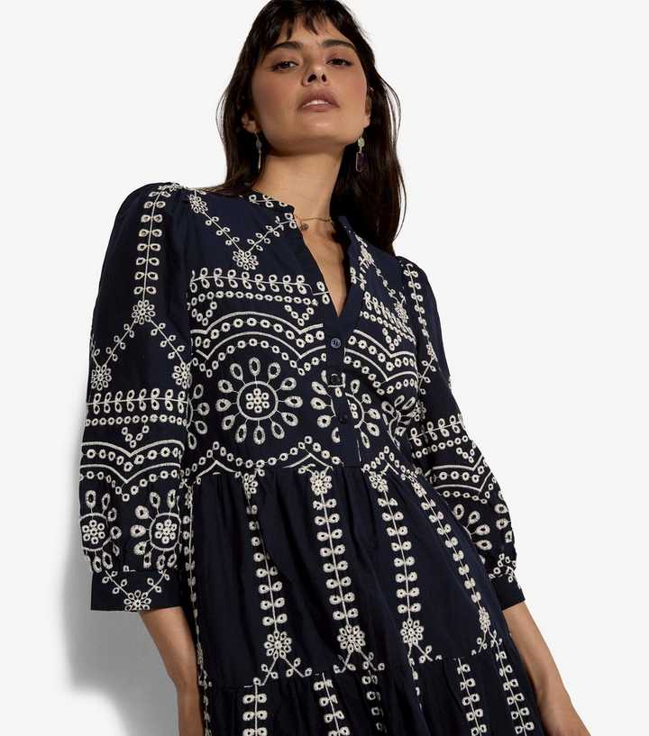 embroidered tiered midi dress Lilia Embroidered Tiered Midi Dress