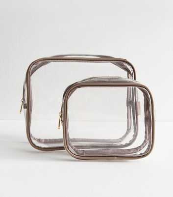 Danielle Creations Brown Pack of 2 Clear Cosmetic Bags
