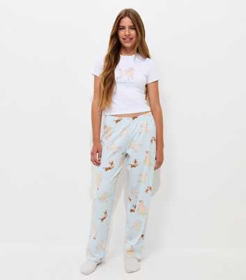 Girls Blue Cotton Rich Dog Print Baby Tee Pyjama Set