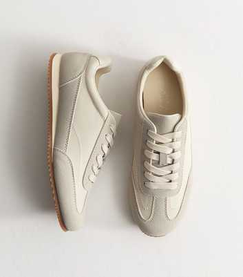 Off White Faux Suede Panelled Lace Up Trainers