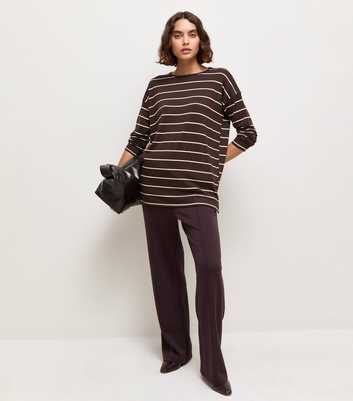 Tall Brown Soft Touch Stripe Long Sleeve Top