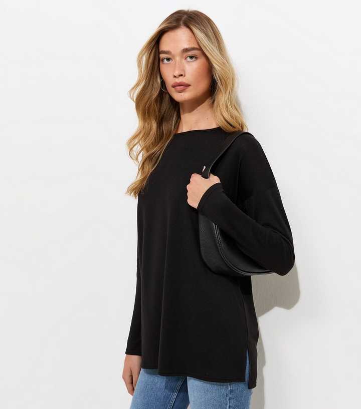 Tall Black Soft Touch Long Sleeve Top