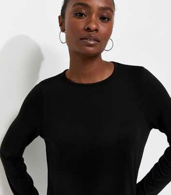 Black Lace Hem Long Sleeve Top
