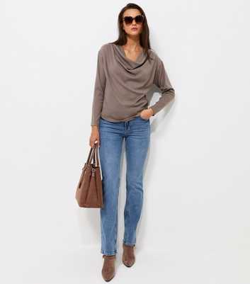 Mink Cowl Neck Long Sleeve Top