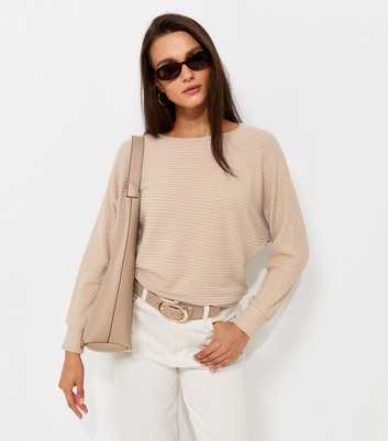 Cream Soft Touch Ribbed Batwing Sleeve Top