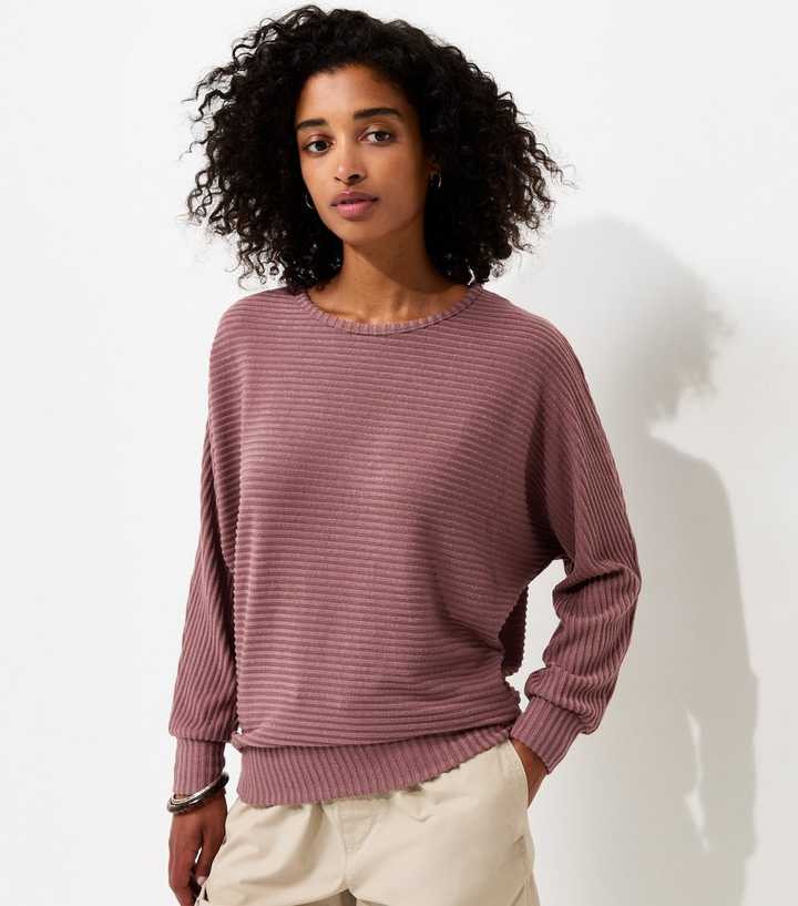 Pink Soft Touch Ribbed Batwing Sleeve Top
