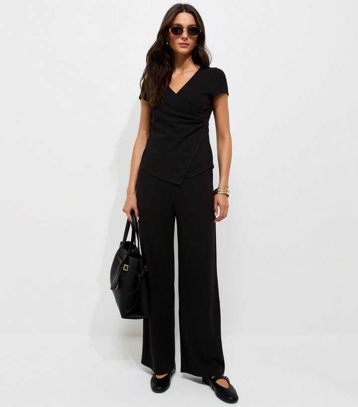 Black Soft Touch Wide Leg Trousers