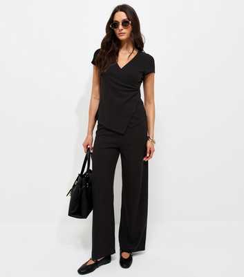 Black Soft Touch Wrap Cap Sleeve Top