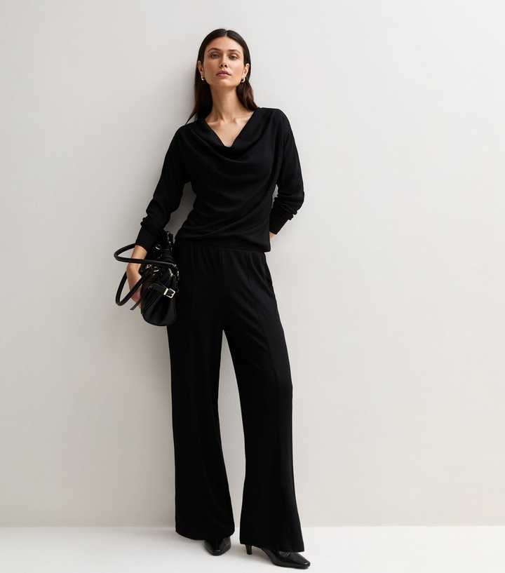 Black Soft Touch Wide Leg Trousers