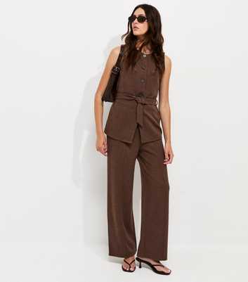 Dark Brown Soft Touch Belted Waistcoat