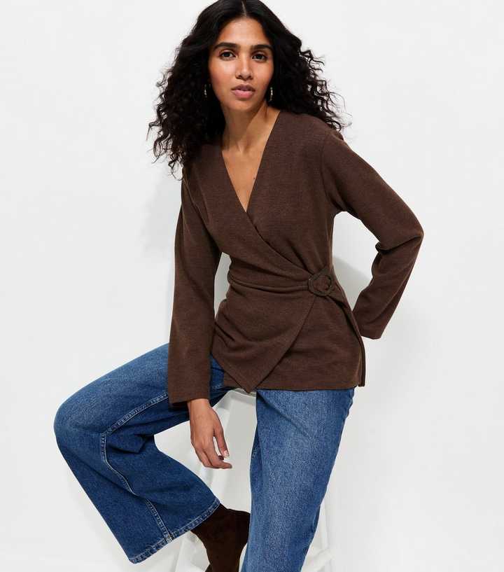 Brown Soft Touch Wrap Cardigan