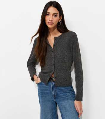 Dark Grey Soft Touch Knitted Cardigan