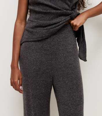 Petite Dark Grey Soft Touch Wide Leg Trouser