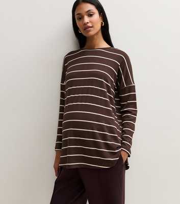 Maternity Brown Striped Long Sleeve Top