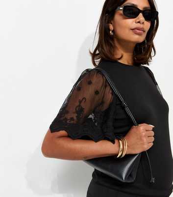 Maternity Black Soft Touch Lace Sleeve Top
