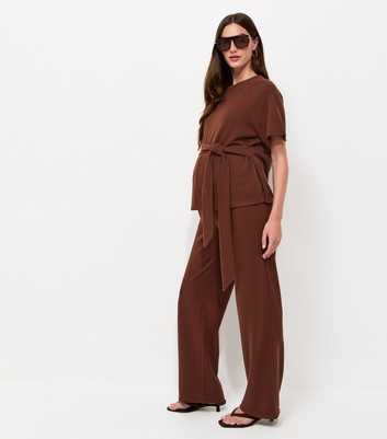 Maternity Brown Soft Touch Wide Leg Trousers