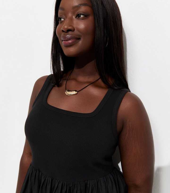 Curves Black 2-In-1 Poplin Midi Dress | New Look