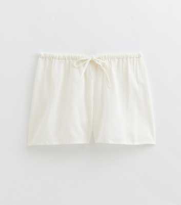 White Cotton Slub Beach Shorts