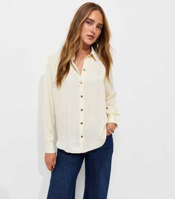 Cream Satin Long Sleeve Shirt