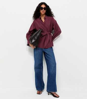 Dark Burgundy Draped Side Tie Shirt