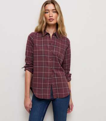 Tall Red Cotton Check Longline Shirt