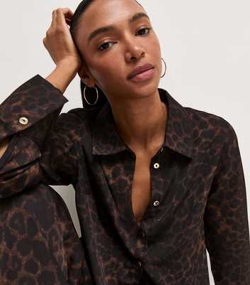 Brown Leopard Print Oversized Shirt