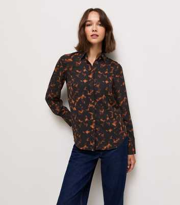 Black Tortoiseshell Print Long Sleeve Shirt