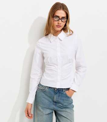 White Cotton Rich Corset Waist Meet The Jean Shirt