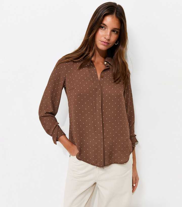 Brown Spot Print Long Sleeve Shirt