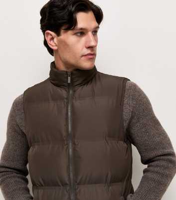 Dark Brown Regular Fit Heatseal Puffer Gilet