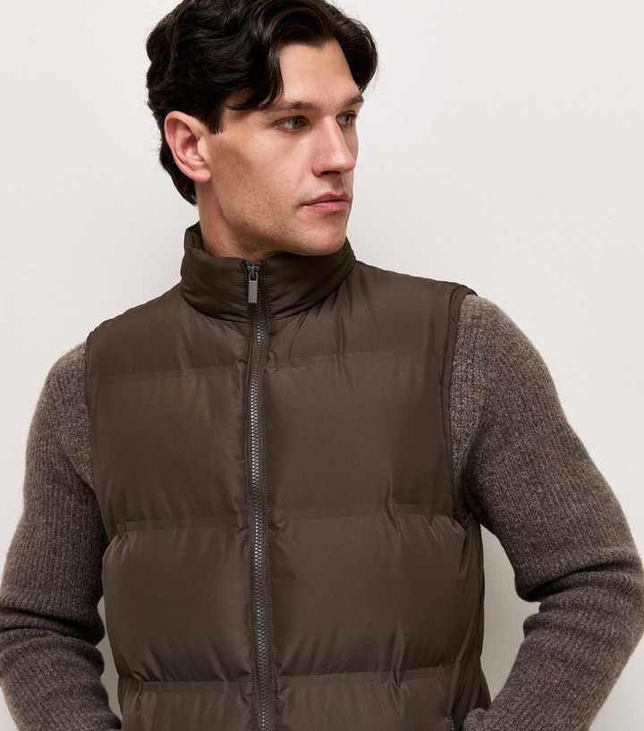 Dark Brown Regular Fit Heatseal Puffer Gilet