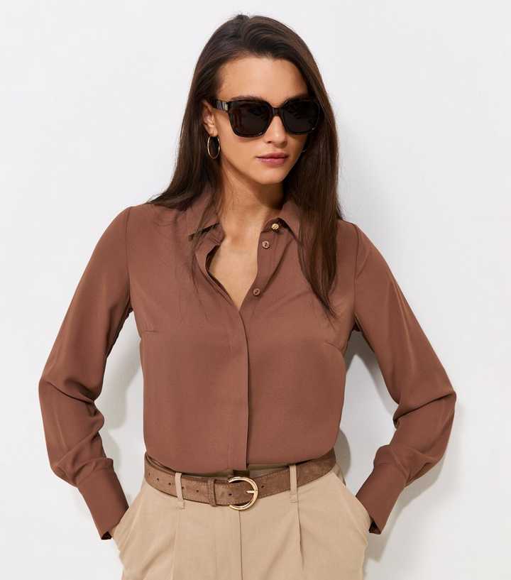 Mink Concealed Button Long Sleeve Shirt