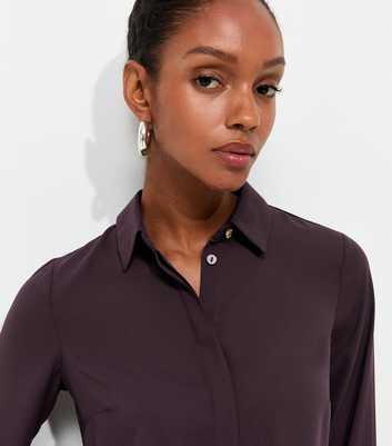 Dark Burgundy Concealed Button Long Sleeve Shirt