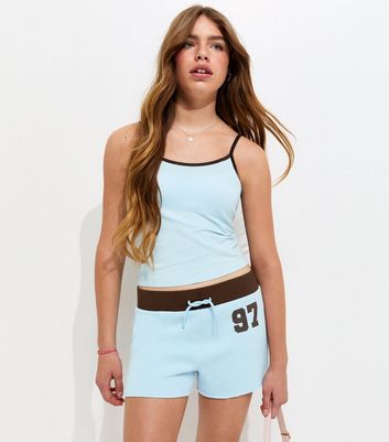 Girls Dark Blue Cotton Rich 97 Print Contrast Trim Shorts