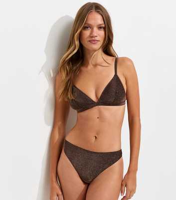 Dark Brown Glitter Thong