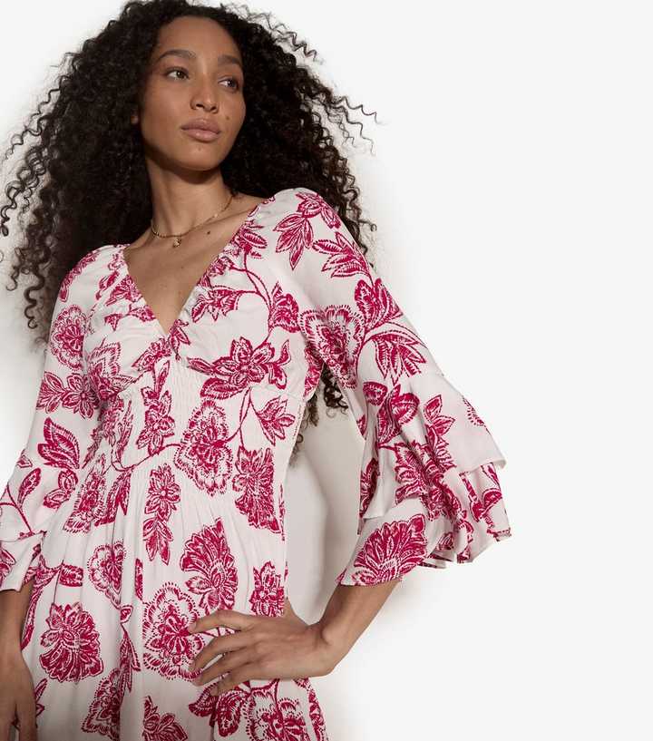 red long dresses with sleeves Petal & Pup Women's Keani Long Sleeve Lace Gown - Red main image 1