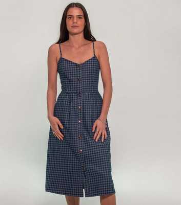 Sunshine Soul Blue Cotton Rich Gingham Strappy Midi Dress