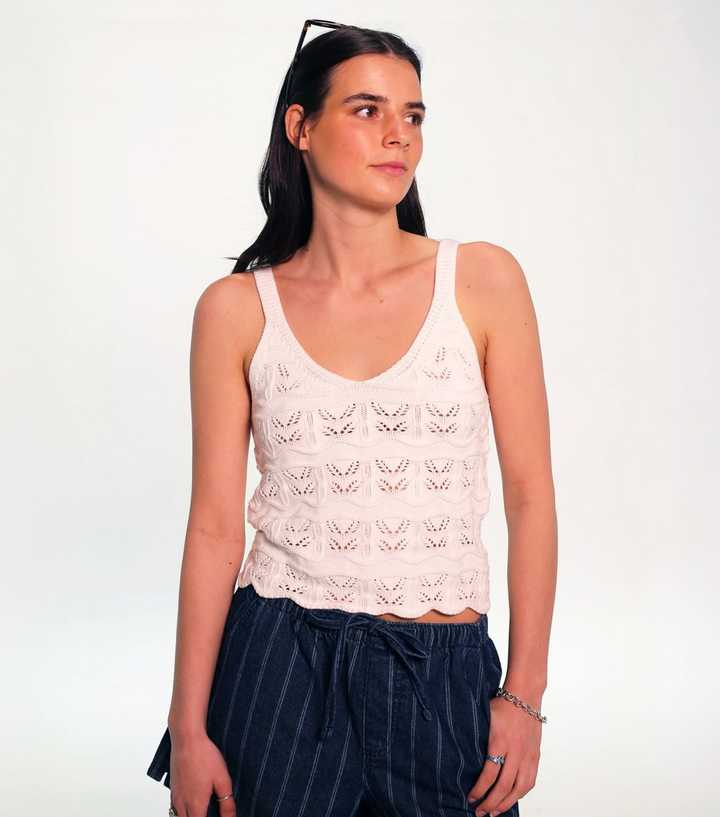 Sunshine Soul White Cotton Pointelle Cami Top