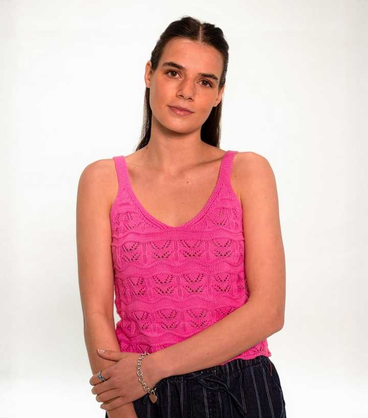 Sunshine Soul Pink Cotton Pointelle Cami Top