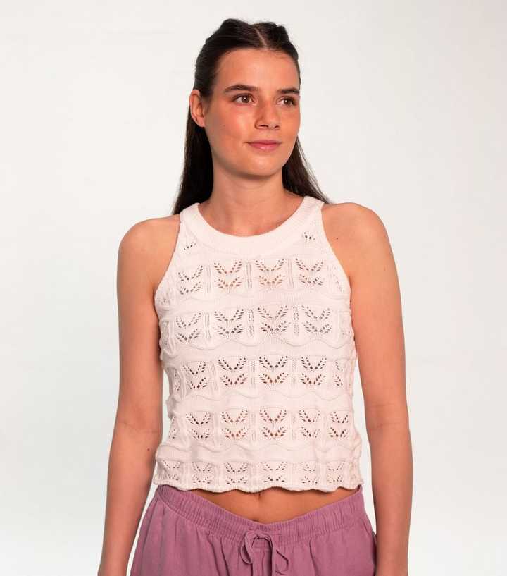 Sunshine Soul White Cotton Pointelle Vest Top