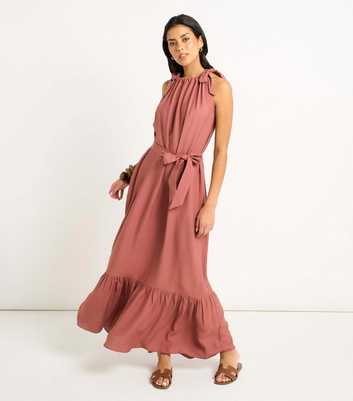 Gini London Rust Tie Shoulder Maxi Dress