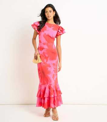 Gini London Pink Floral Print Midaxi Dress