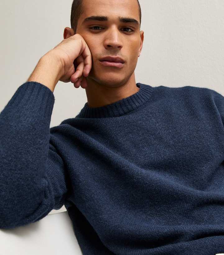 Jack & Jones Blue Knitted Crew Neck Jumper