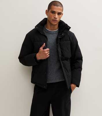 Jack & Jones Black Funnel Neck Padded Jacket