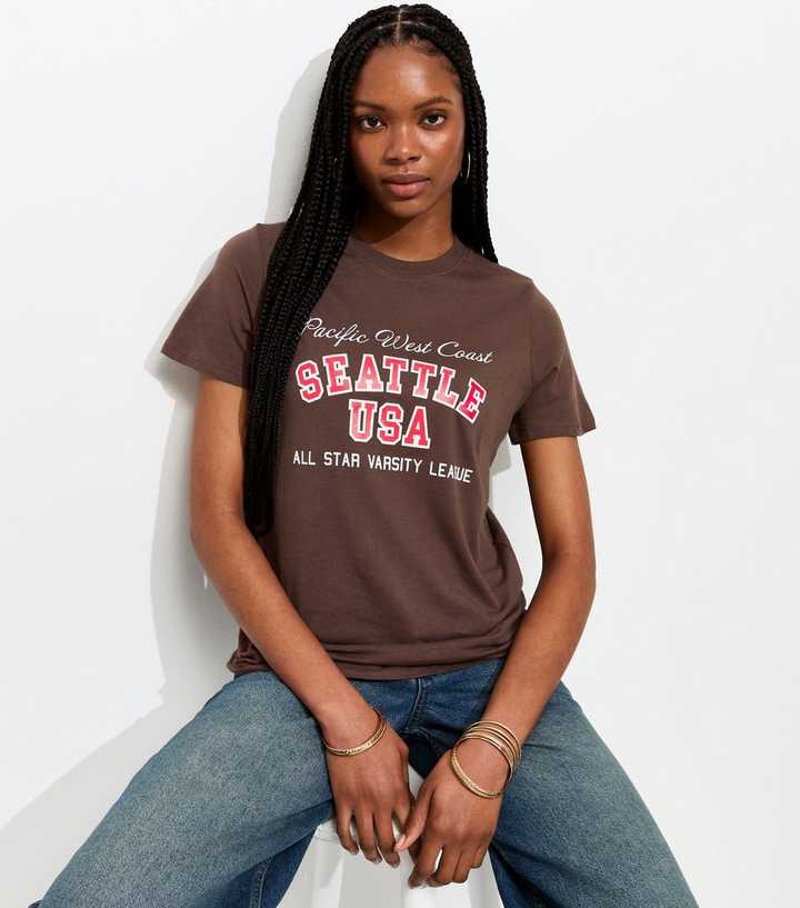 Brown Seattle Print T-Shirt
