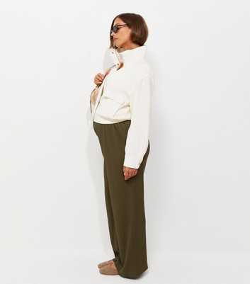 Maternity Light Khaki Crinkle Texture Wide Leg Trousers