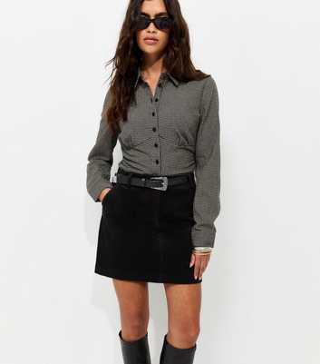 Black Cotton Corduroy Mini Skirt
