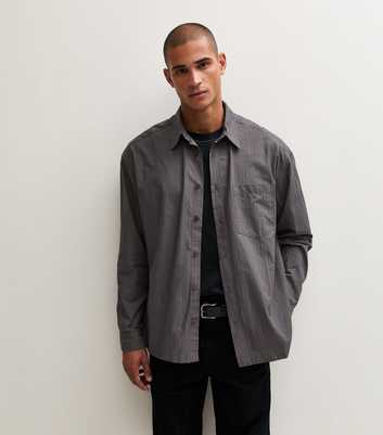 Only & Sons Grey Striped Cotton Shirt