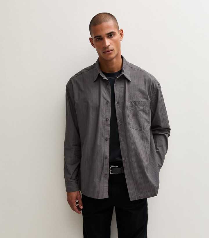 Only & Sons Grey Striped Cotton Shirt